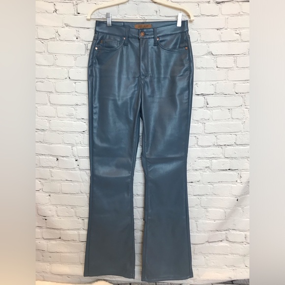 Judy Blue High Waist Tummy Control Blue Vegan Leather Bootcut Jeans size 3 NWT - Picture 6 of 11